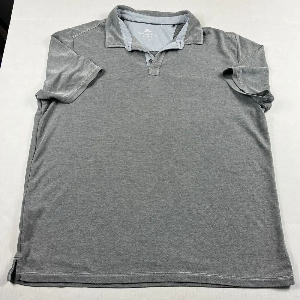 Tommy Bahama Mens Golf Polo Shirt Gray Short Sleeve Preppy Performance Top XXL